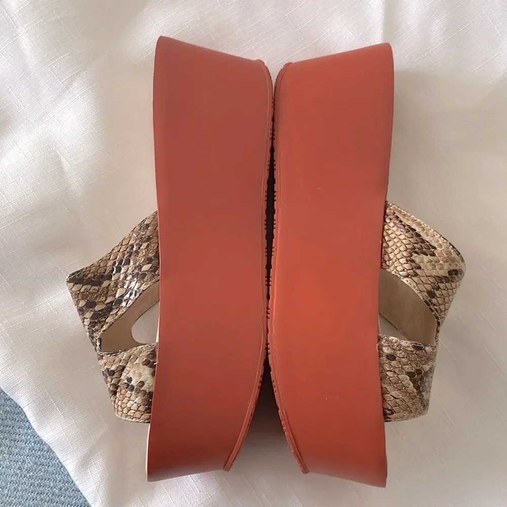 DONNABELLA SNAKESKIN WITH CONTRASTING ORANGE PLATFORM.   NEW